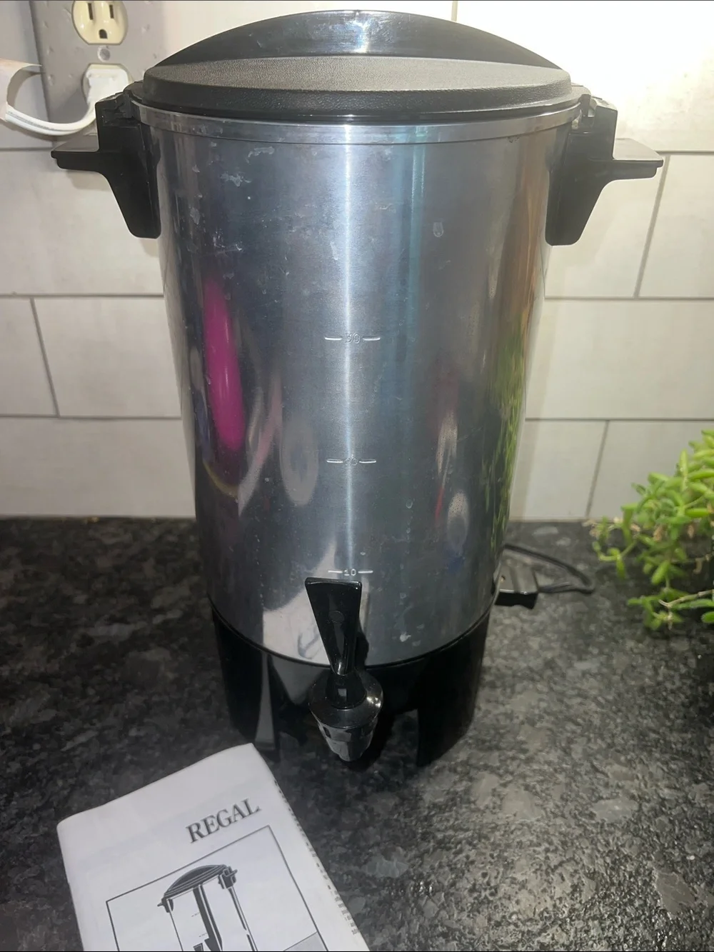 Regal Stainless Steel Coffee Pot electric percolator in Silver. Exc condition